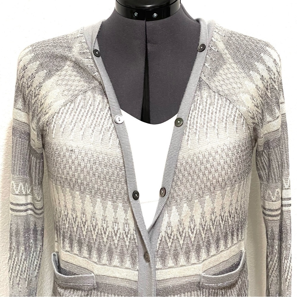 Anthropologie Postmark Woman WOOL Grey Button Down Cardigan Sweater Size S - Picture 2 of 13